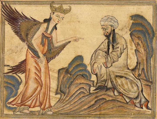 Mohammed receiving his first revelation from the angel Gabriel. 