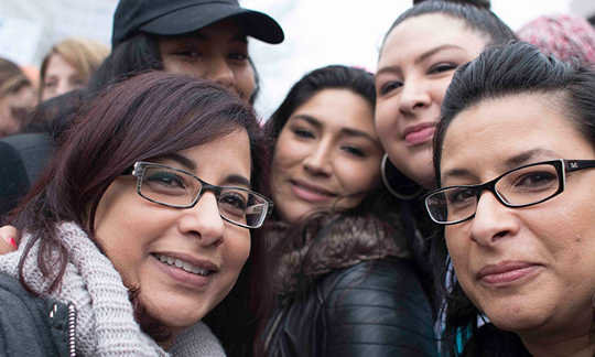 Marcher Vilma Cruz with family and friends