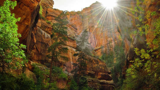 Sandstone rock cliff in the desert