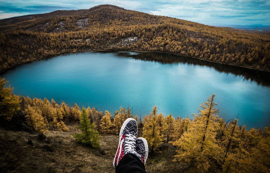 relaxing by the lake