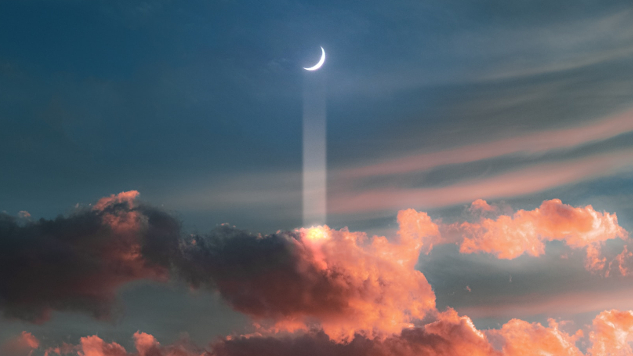 moon and clouds in daytime