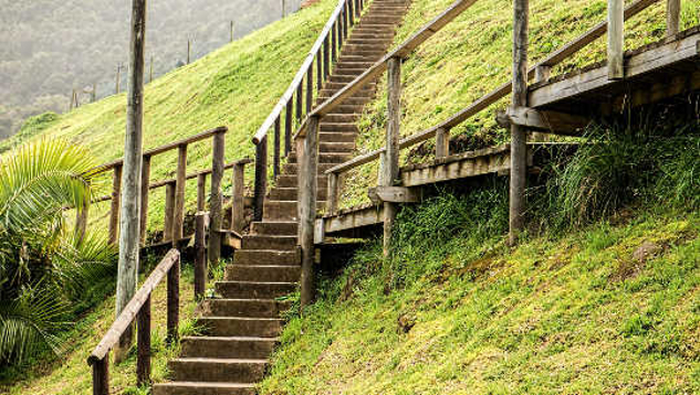 outside staircases with some going in different directions