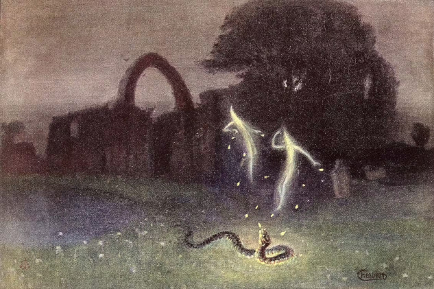 What does "will-o'-the-wisp" symbolize in English folklore?