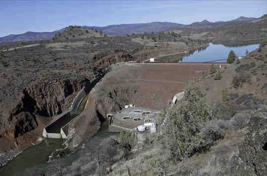 A dam controls the flow of a river